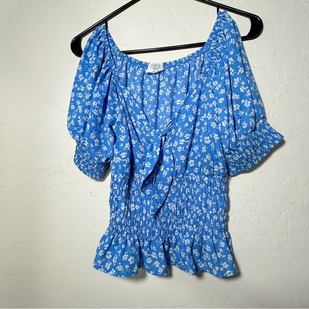 Sienna Sky Blue Floral Blouse